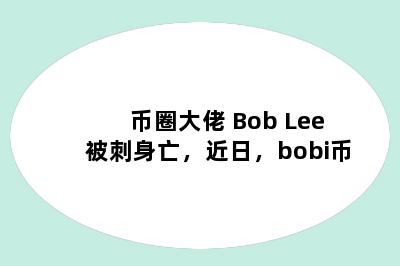 币圈大佬 Bob Lee 被刺身亡，近日，bobi币